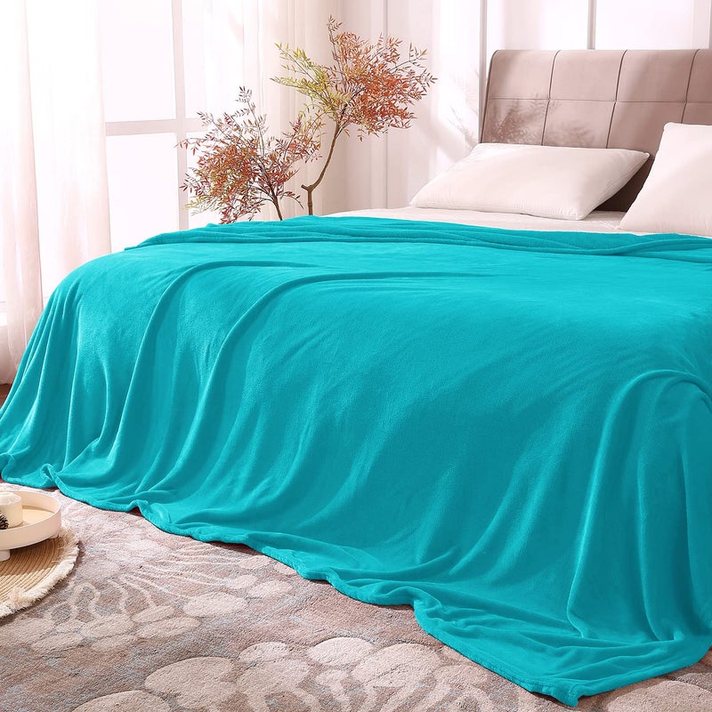 BEDELITE Fleece Blankets Queen Size Teal Throw Blankets for Bed, Luxury Plush Cozy Fuzzy Blanket 90x90 inches, Super Soft Warm Lightweight Throw Blanket All Seasons Suitable - Image 1